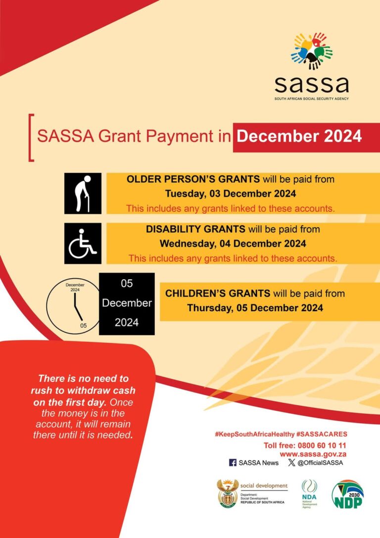 SASSA Payments Dates for December 2024