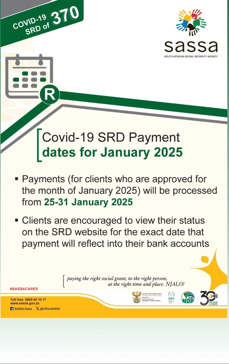 COVID-19 SRD January 2025 Payment  Dates